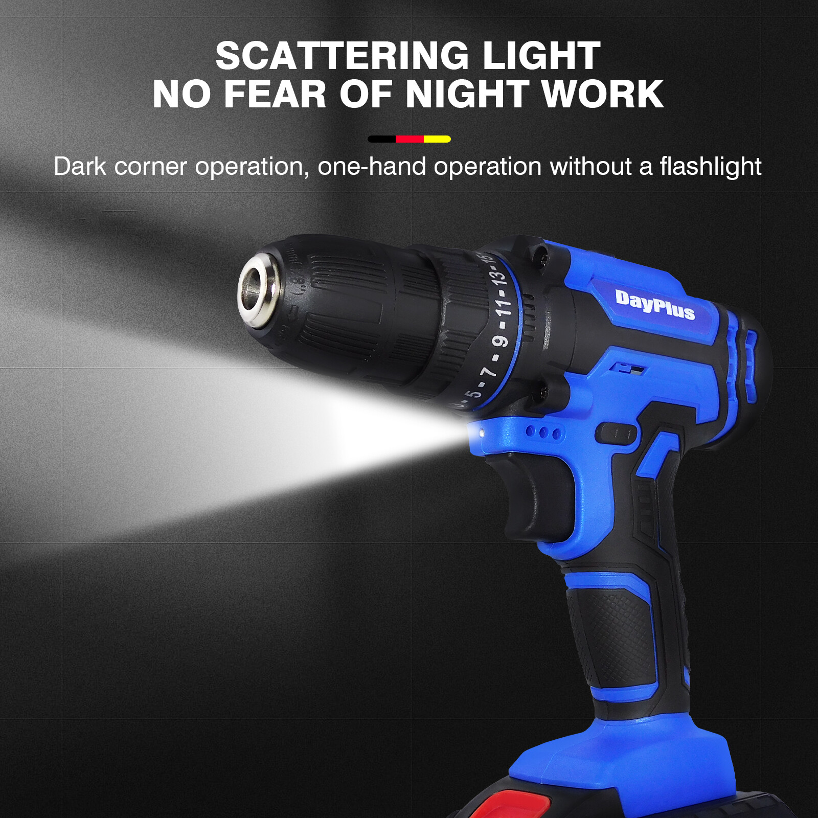Heavy Duty 21V Cordless Combi Drill Driver Screwdriver Dual Speed Drills Light