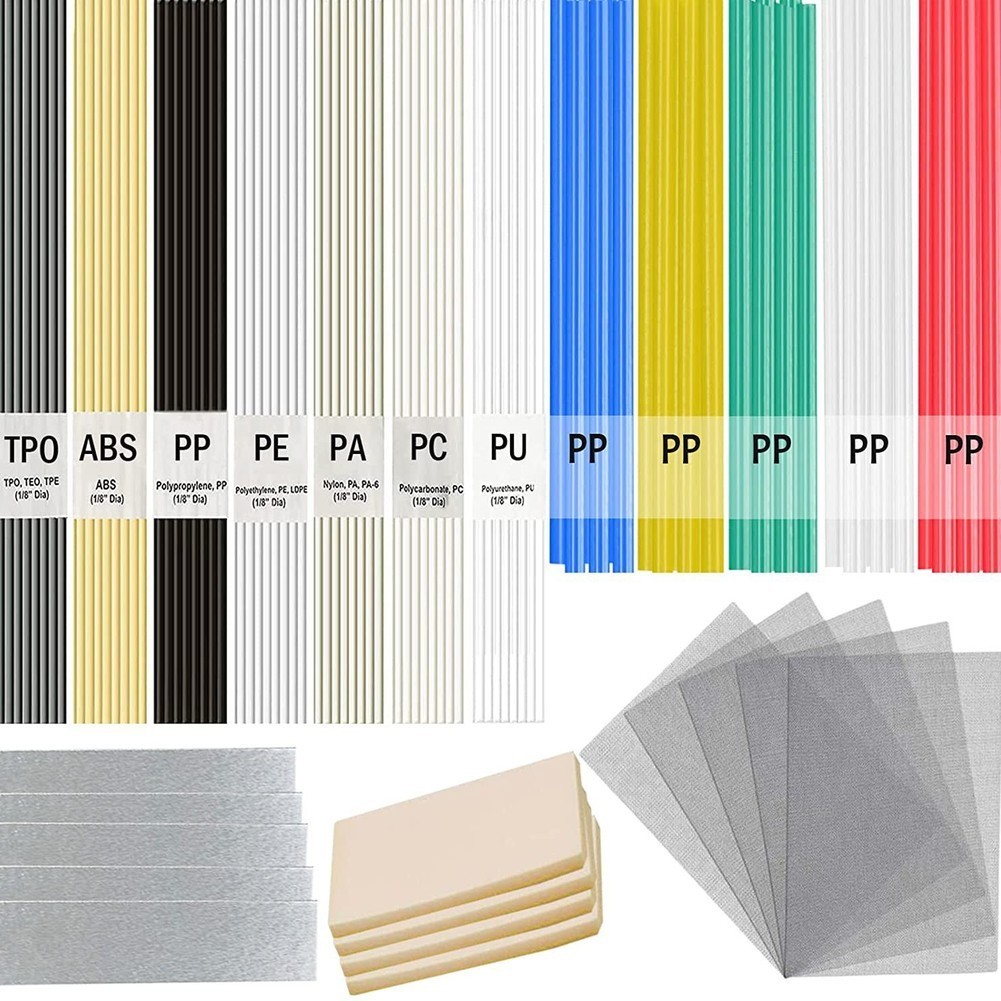 120pcs Plastic Welding Rods Set Round Flat Types for ABS PP PU PE PA PC TPO