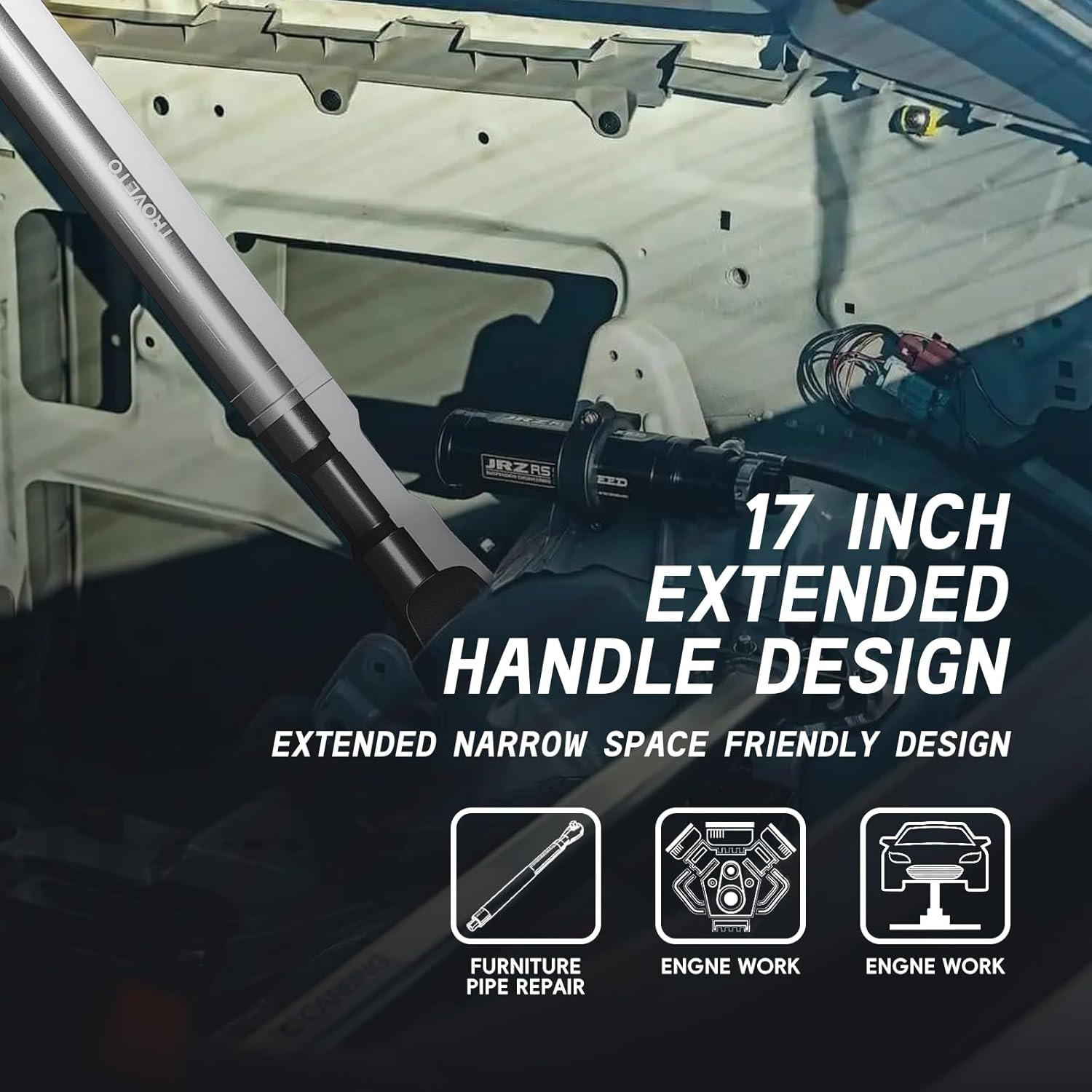 1/2 Inch Offset Extension Wrench Impact Ratchet, 120Nm Impact Ready Electric Ext