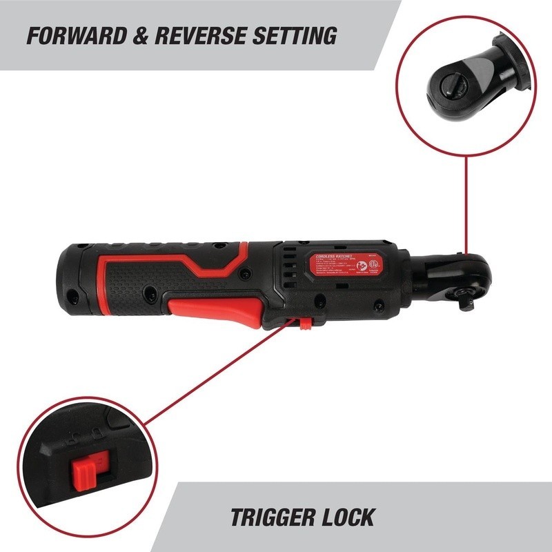 4V Cordless Ratchet 2Ah Battery LED Light USB-C 1/4 Inch Torque 159 in-lbs