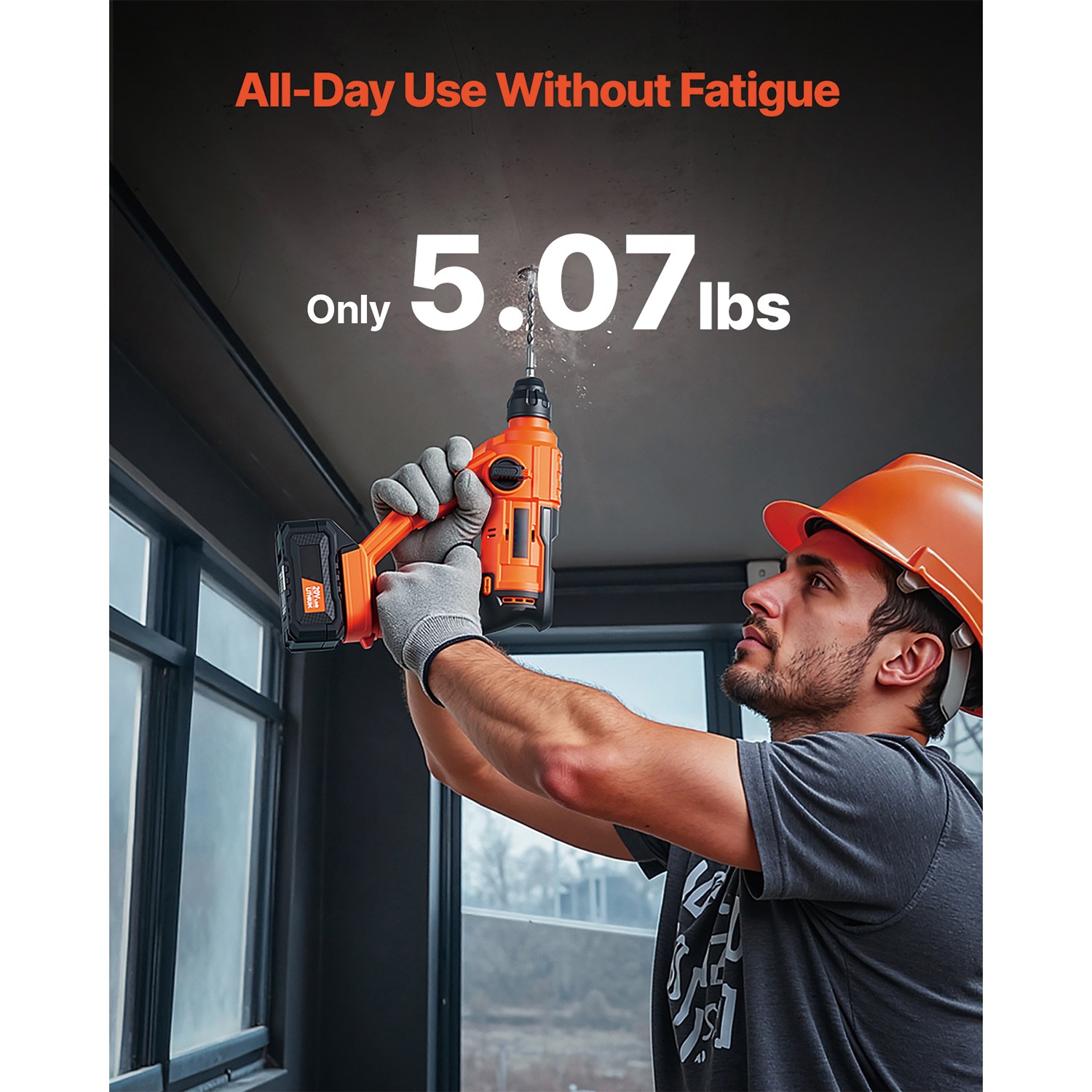 Uimoso 20V Cordless SDS-Plus Rotary Hammer Drill Kit, 0.6&Prime;, 1000RPM, Dual Modes