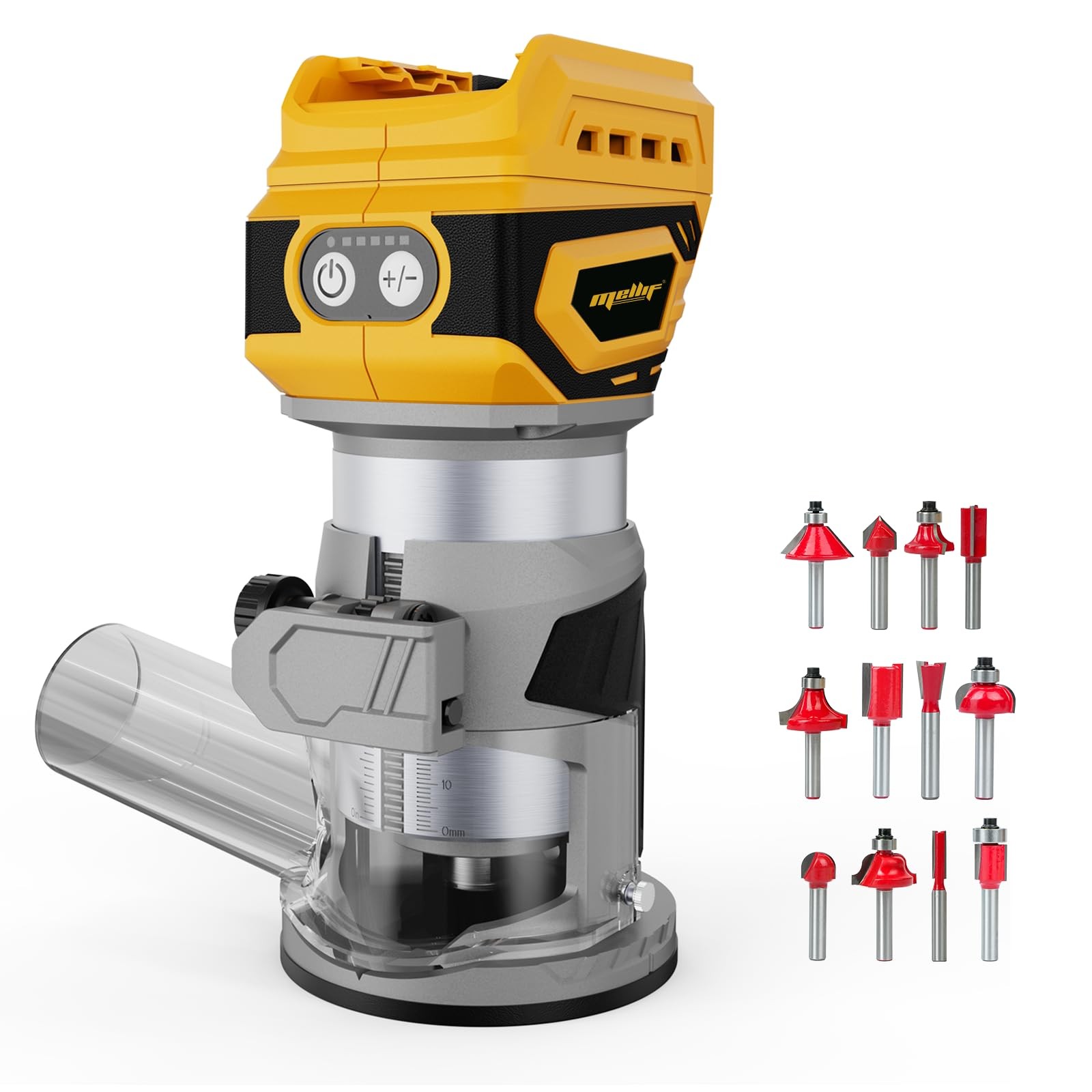 Cordless Brushless Wood Router, 5-Speed, 28000 RPM, Fixed Base, Tool Only