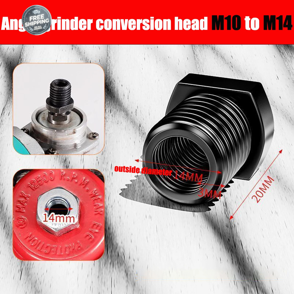 M10 to M14/M16 Angle Grinder Adapter Quick Change Polisher Thread Converter