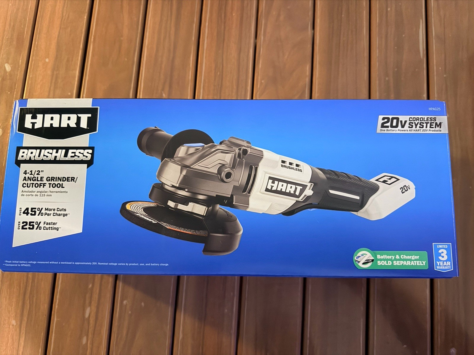 Hart 20V Brushless 4-1/2” Angle Grinder, No Battery Or Charger, New In Box