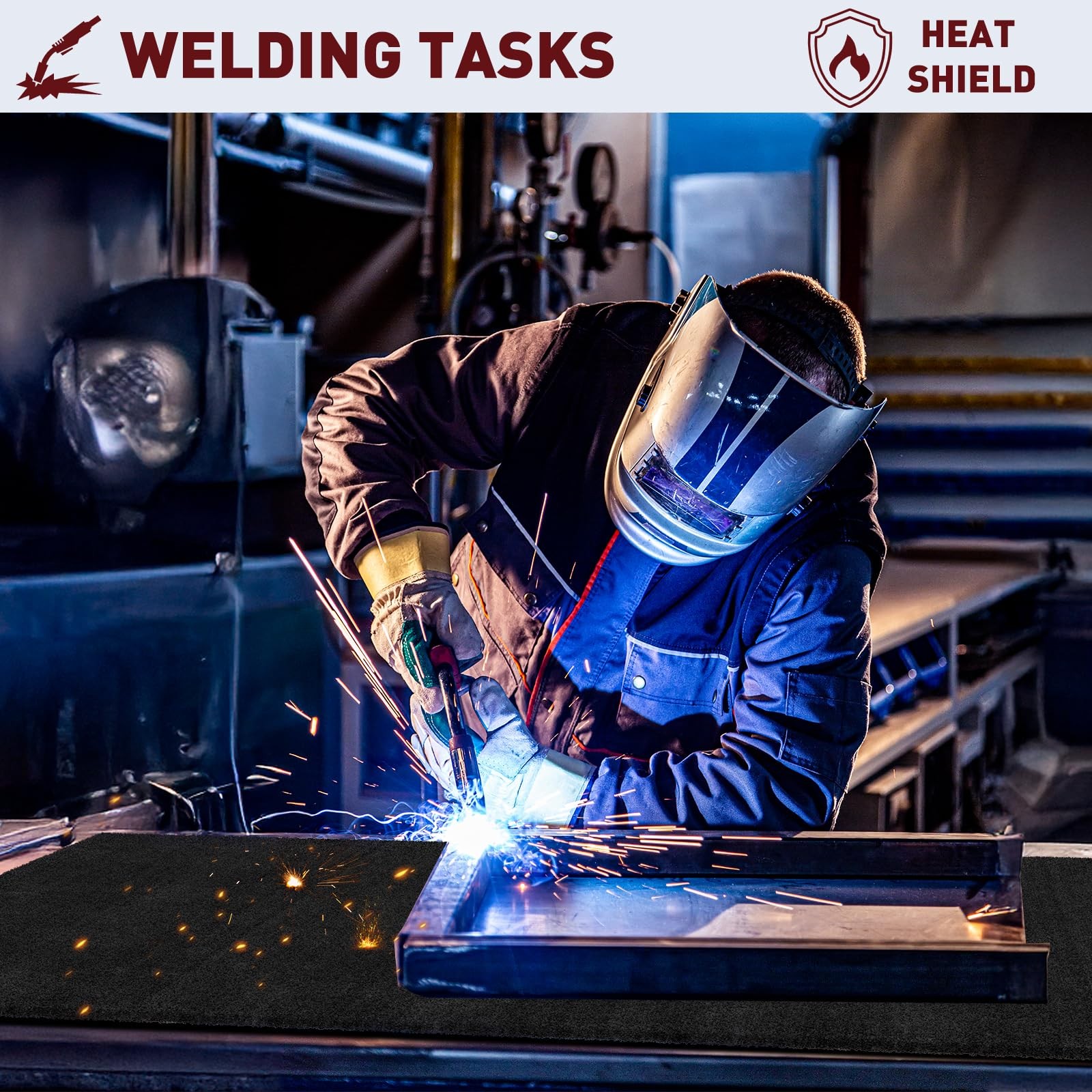 2 Pack 11×14 Inch Welding Blanket Fireproof Welding Pad, 5mm Thickened Fire R…