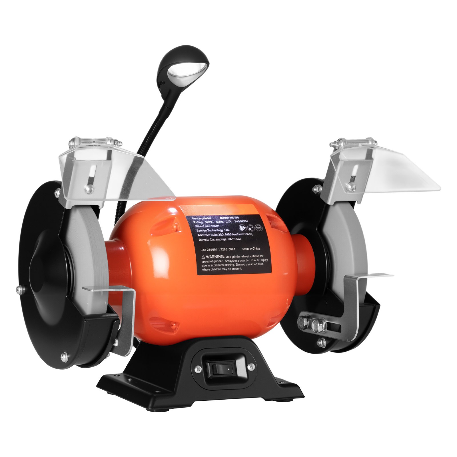Uimoso 6-Inch Bench Grinder, 250W, 3450RPM High-Speed Tabletop Grinding Tool
