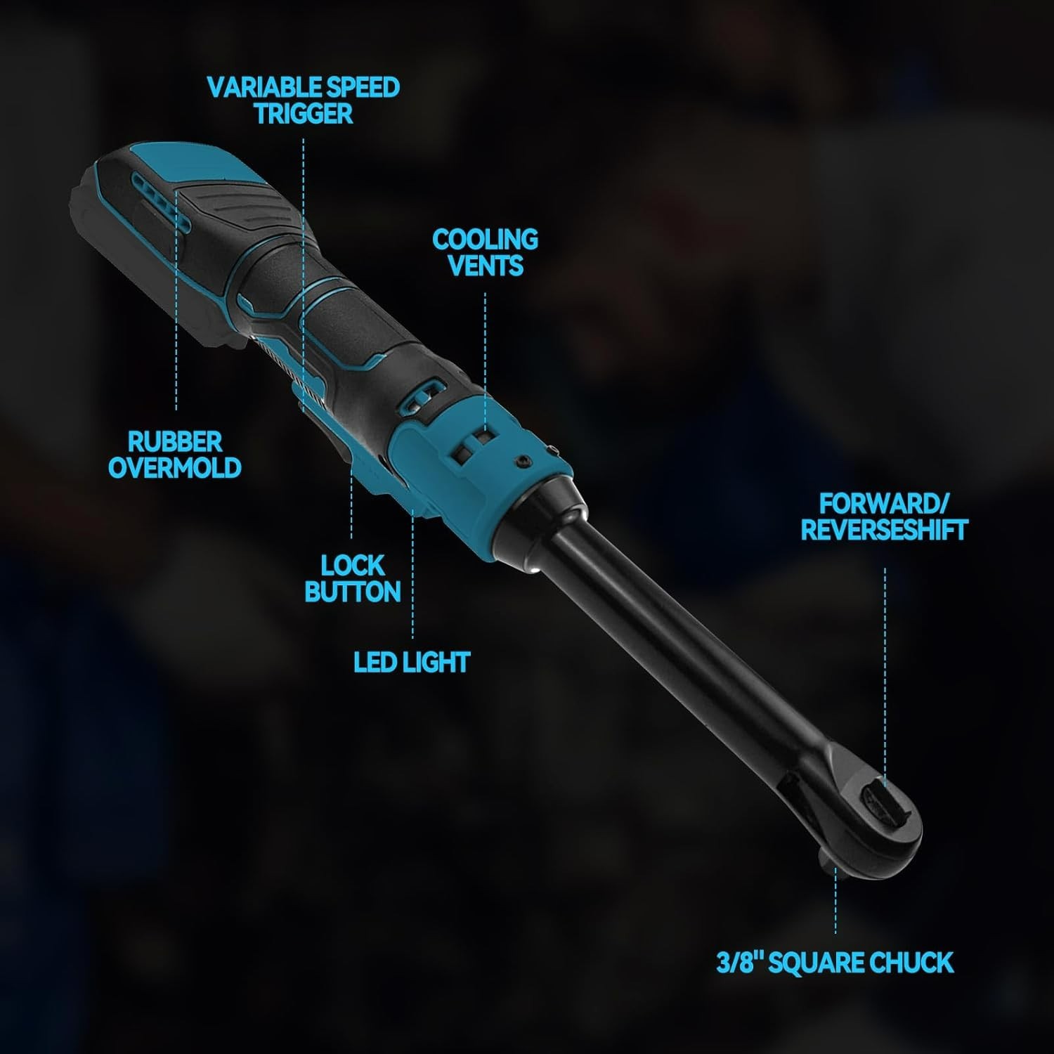 3/8&Prime; Extended Cordless Ratchet Wrench for Makita 18V Battery, 320 RPM,80 N.m Ele