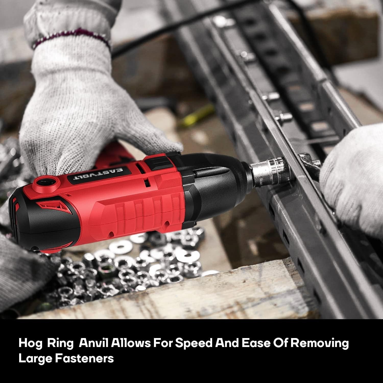 800W Electric Impact Wrench, 3400 RPM, 450 Ft-lbs