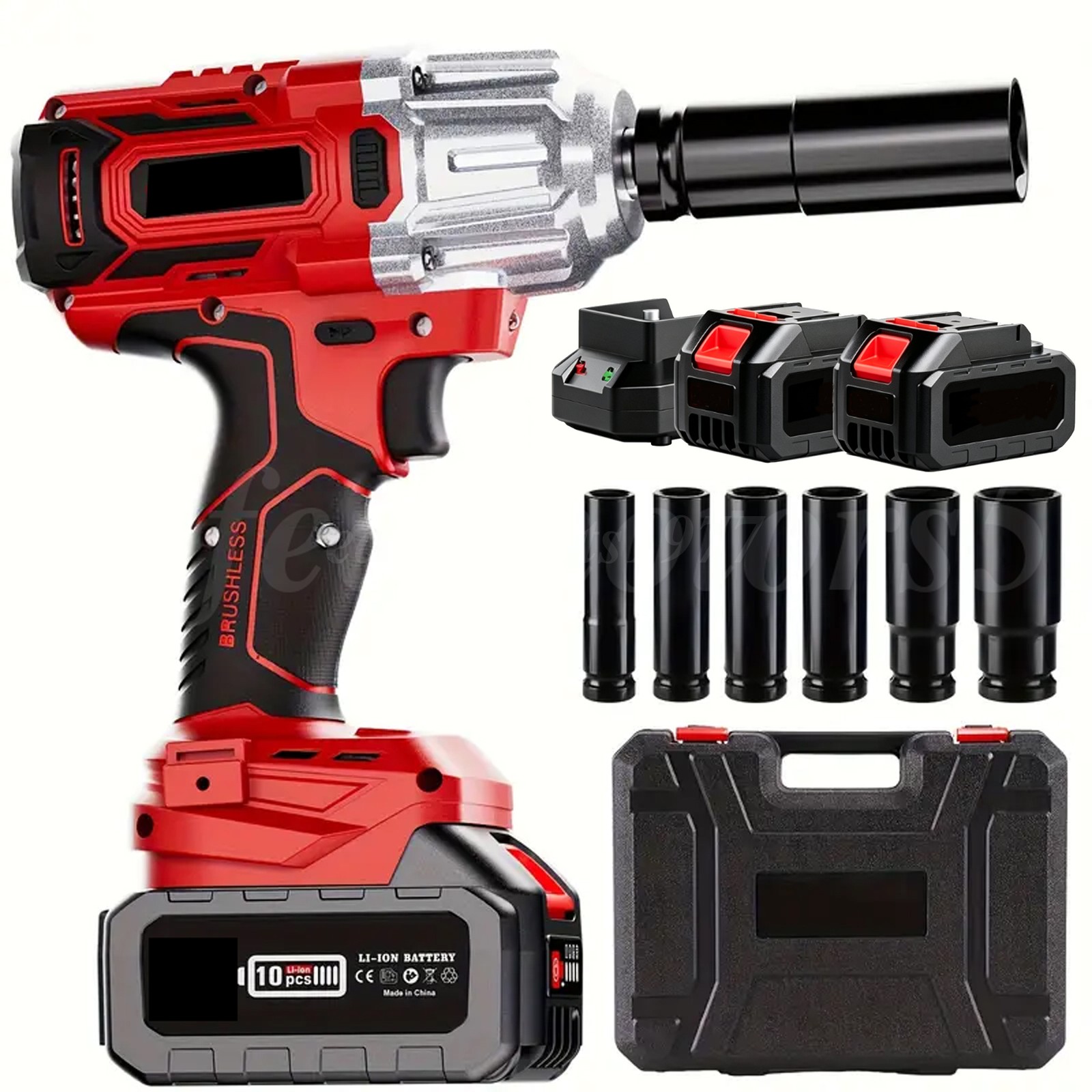 1300Nm Cordless Impact Wrench 960ft-lbs 1/2 Battery Impact Gun 2X 4.0Ah Battery