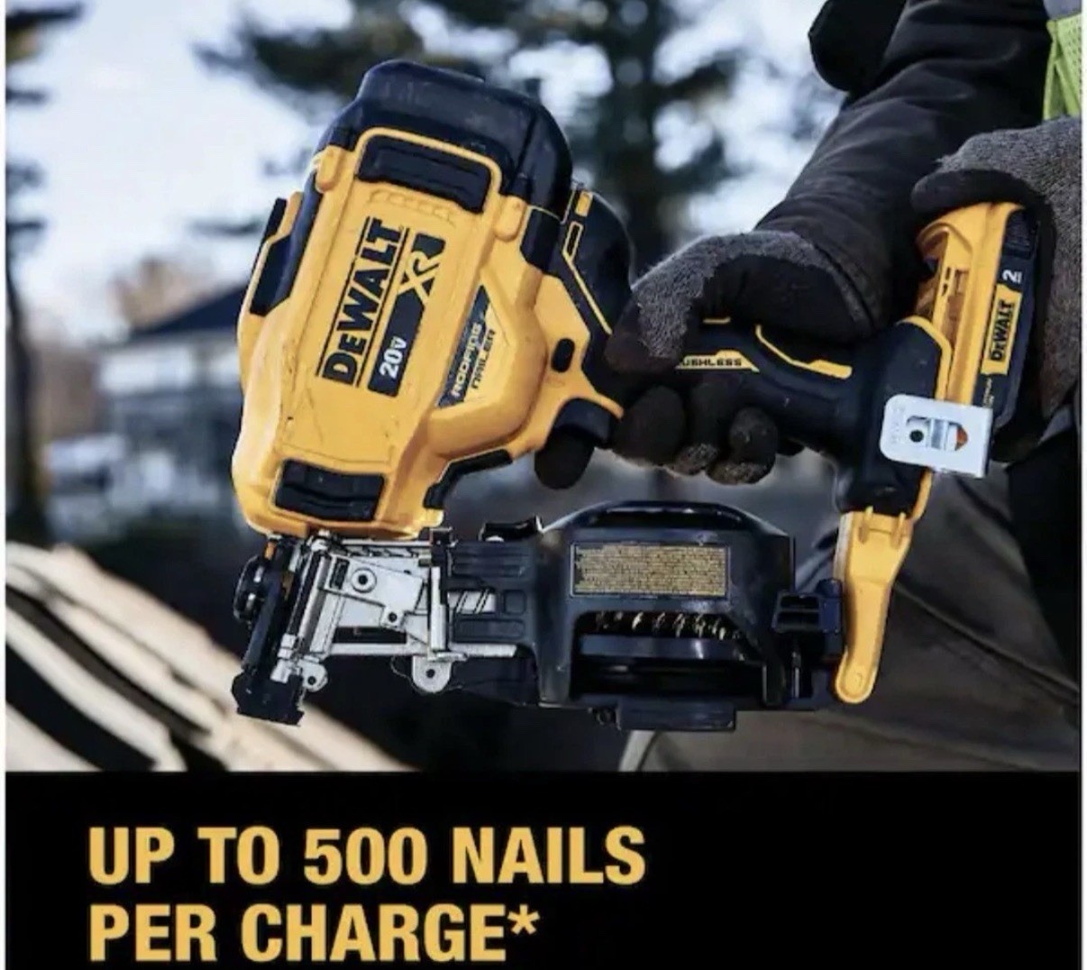 DEWALT 20V MAX 15-Degree Roofing Nailer Kit with 2.0Ah Battery, Charger & Bag