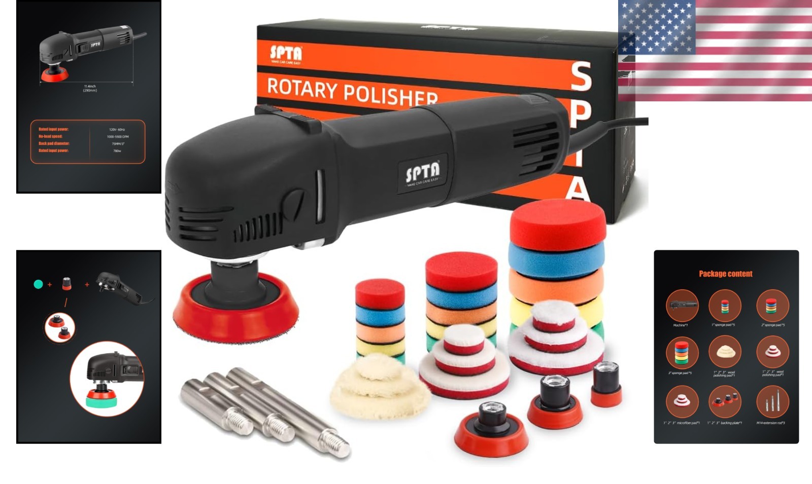 Professional Detailing Mini Rotary Polisher with 27 Accessories & 3 Shafts
