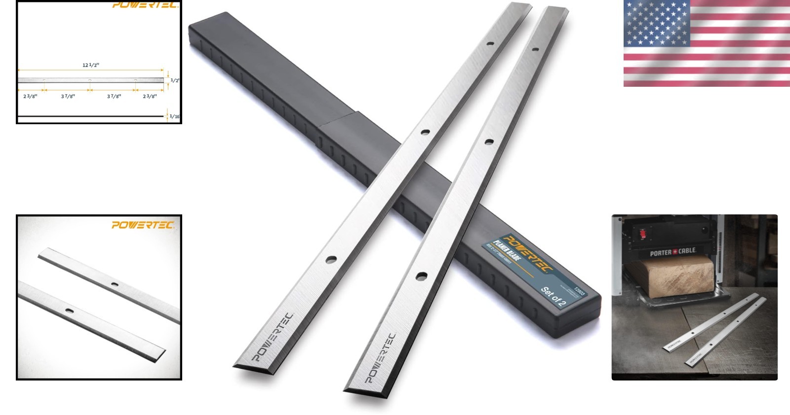 12-1/2 Inch HSS Replacement Planer Blades for Porter Cable – Set of 2