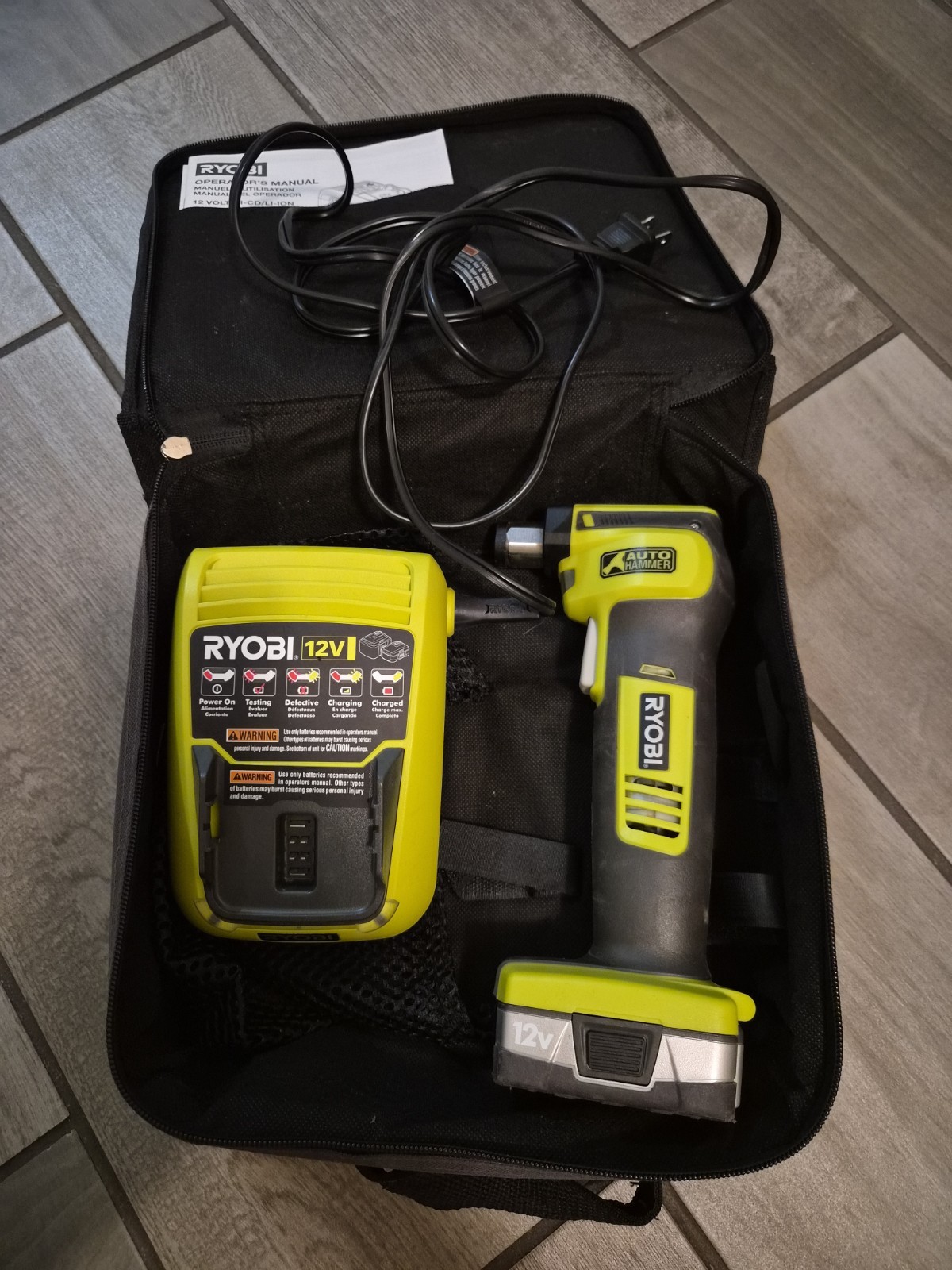 Ryobi JG001 Cordless 12v Auto Hammer – Tool, Charger, Case, Battery Tested