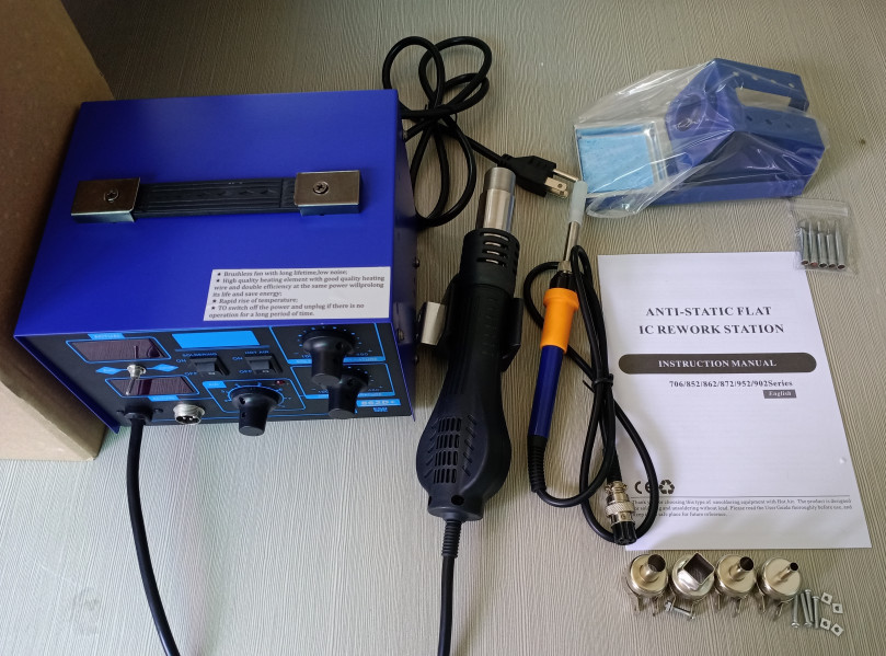 US 700W SMD Soldering Iron Rework Station Welding machine W/Hot Air Gun 862D+