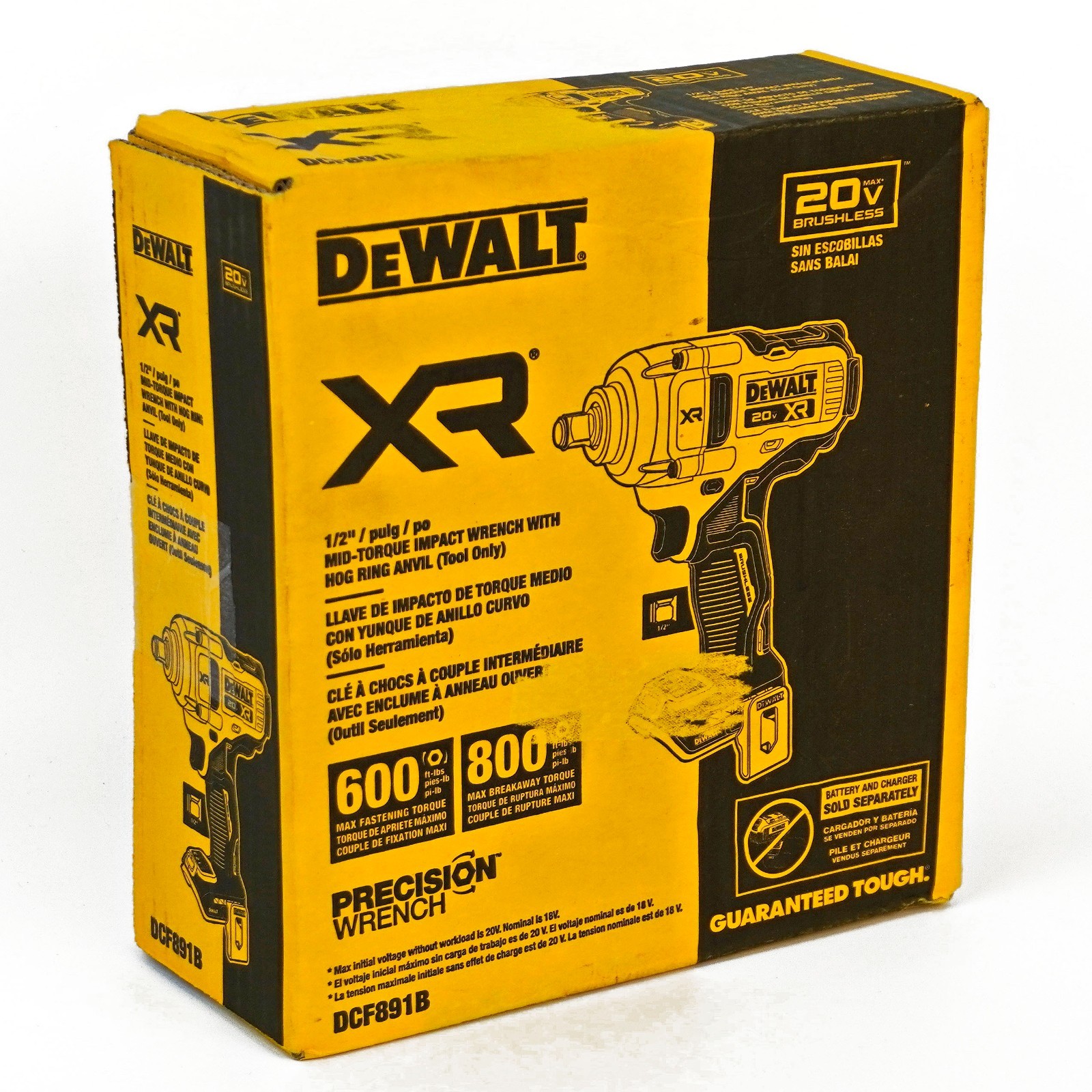 DeWalt DCF891B XR 1/2&Prime; Mid-Torque Impact Wrench w/ Hog Ring Anvil (Tool Only) -A
