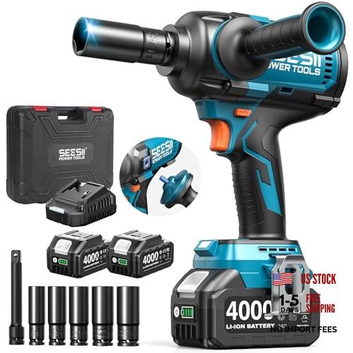 Upgraded Impact Wrench 1180 Ft-lbs (1600 N·m): 1/2&Prime; 1180 Ft-lbs / 2x Battery
