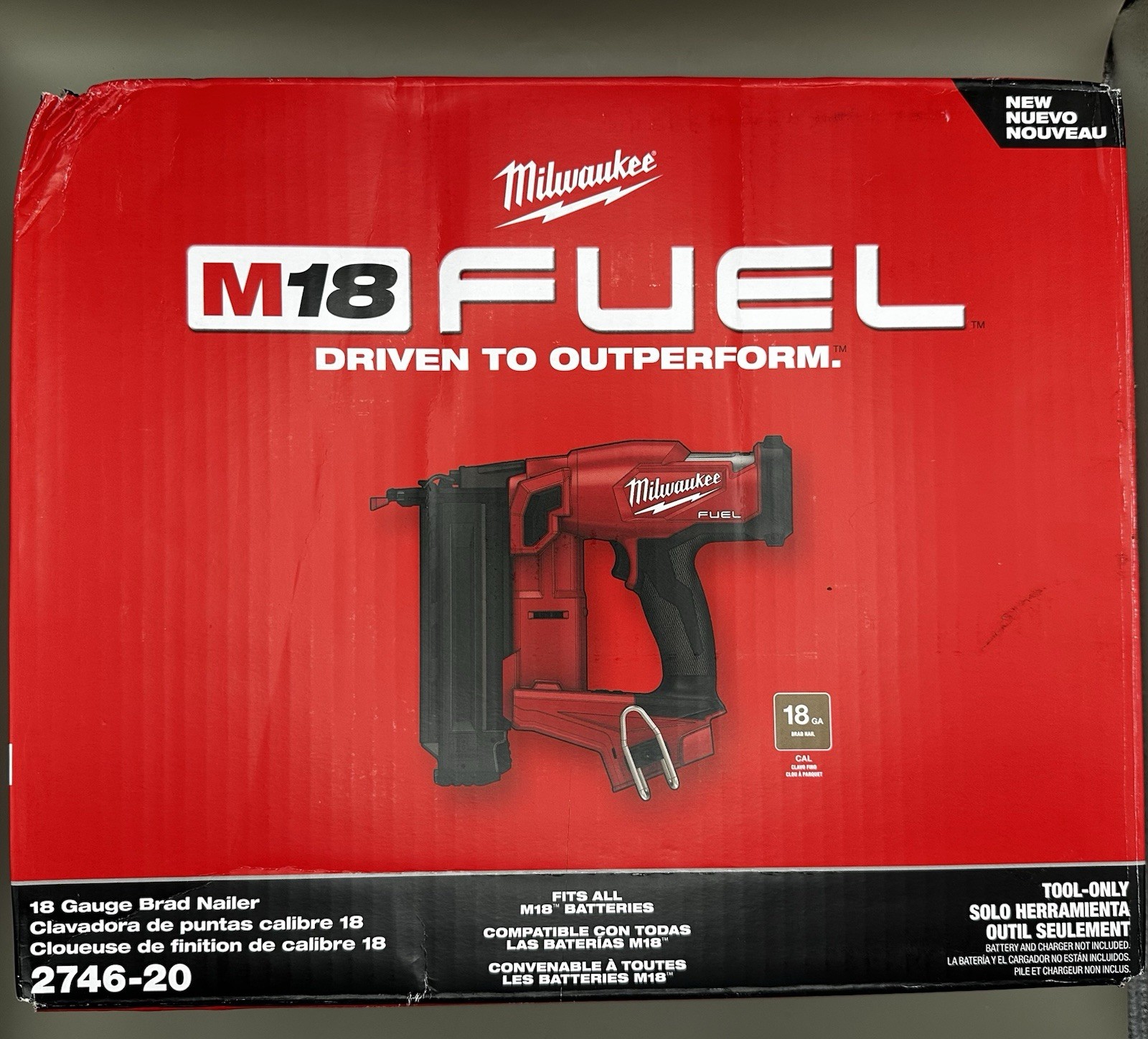 New – Milwaukee M18 Fuel 18 Gauge Brad Nailer 2746-20 (Tool Only)