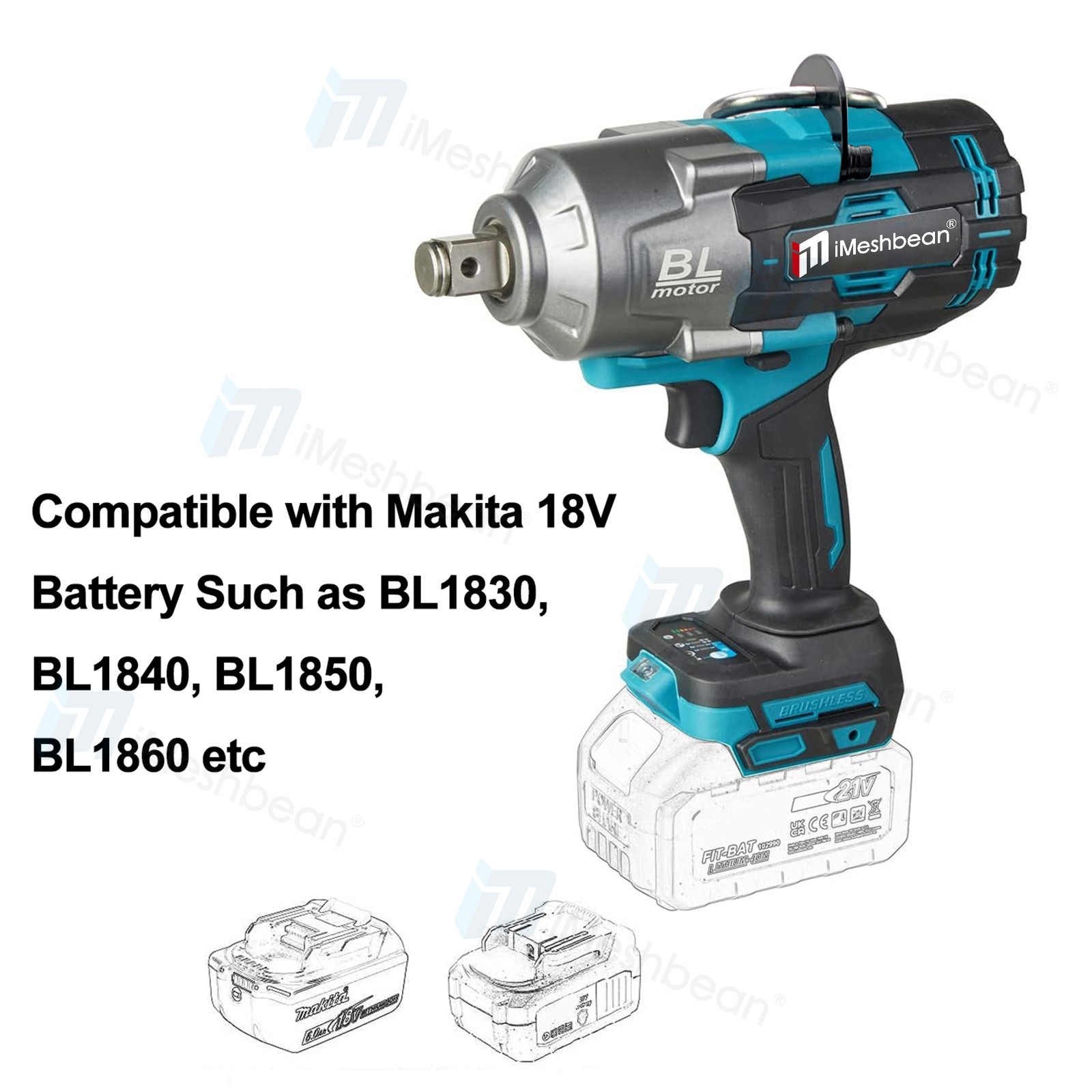 2100 N.m High Torque Impact Wrench 3/4&Prime; Drive W/ 2PCS 21V 8.0A Battery Cordless