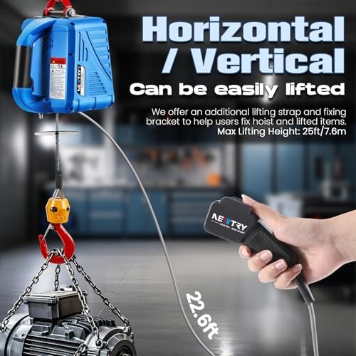 1,100lb Electric Hoist with Wire Remote Control 110V US Plug Load 500KG