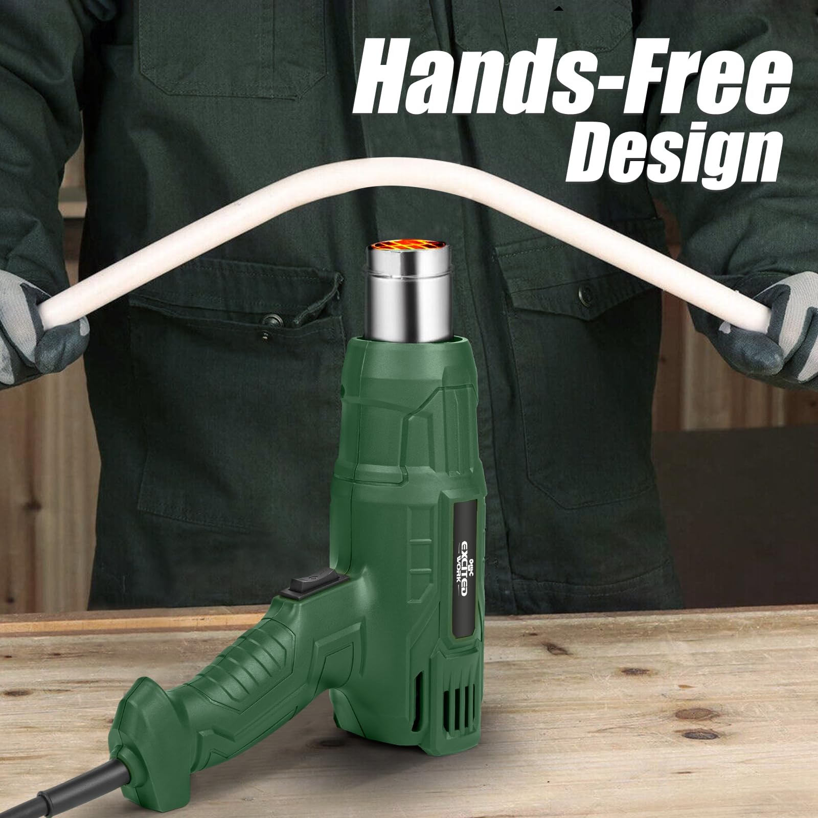 1500W Dual-Temp Heat Gun Kit, Hot Air Tool with 4 Nozzles