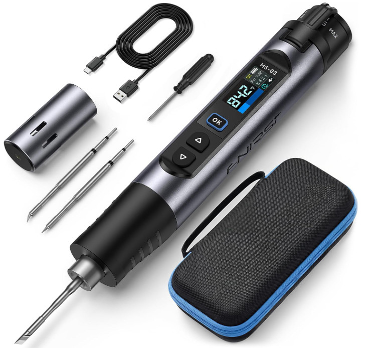 Soldador Inalámbrico 2600mAh, 3s Calentamiento, Pantalla IPS, 5 Niveles