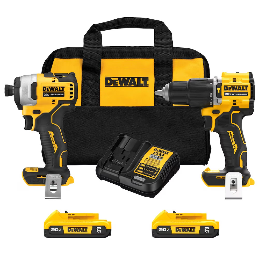 DEWALT 20V MAX ATOMIC Hammer Drill/Impact 2-Tool Combo Kit w/(2) 2Ah Batteries