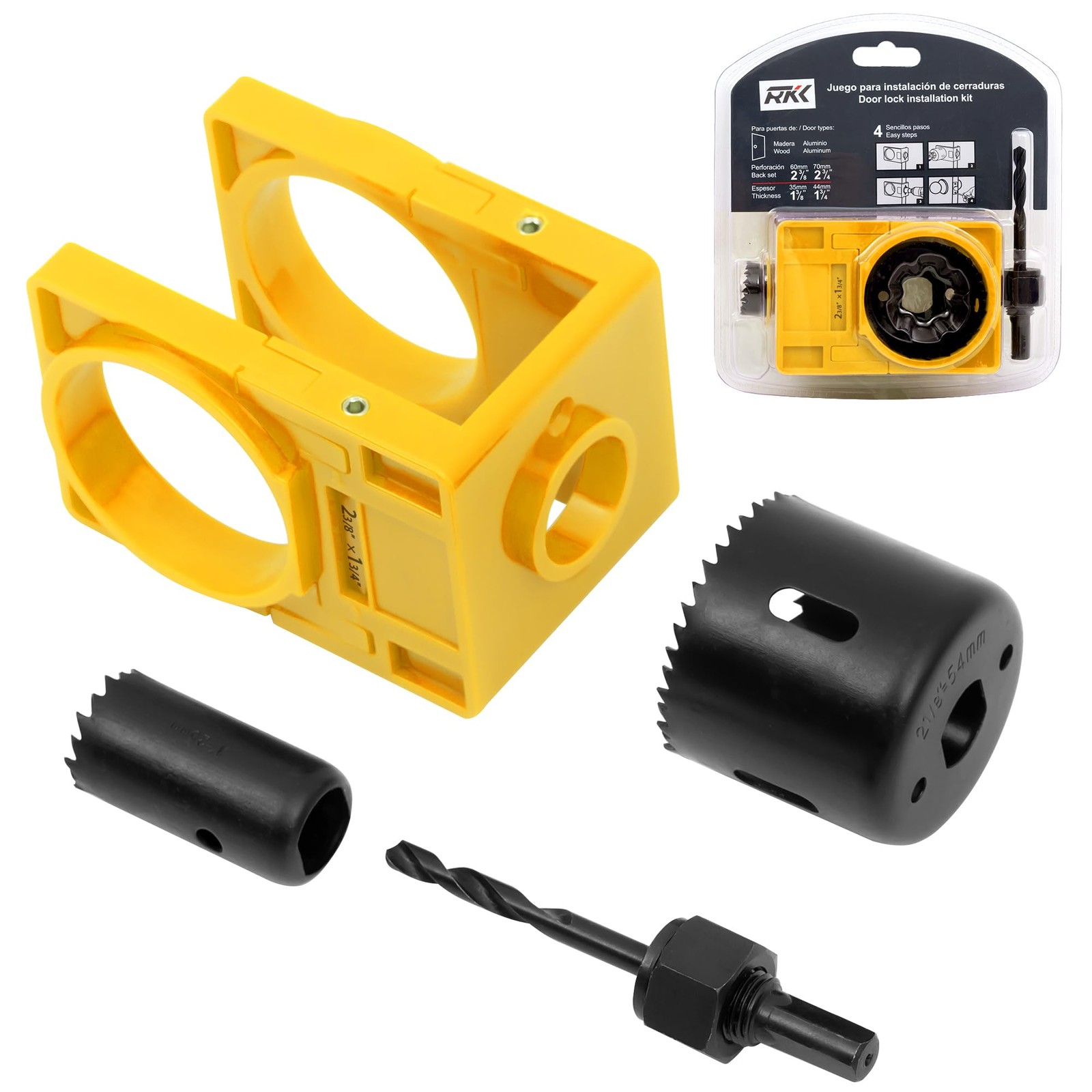 RKK 1-3/8&Prime; – 1-3/4&Prime; Door Lock Installation Kit – 1-3/4&Prime;, Yellow