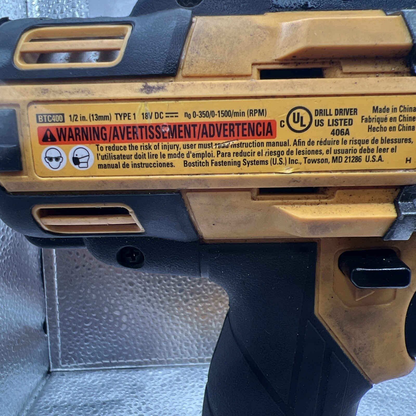 Bostitch BTC400 18V ½” Lithium Drill/Driver (Tool Only) Works, Lost Charger