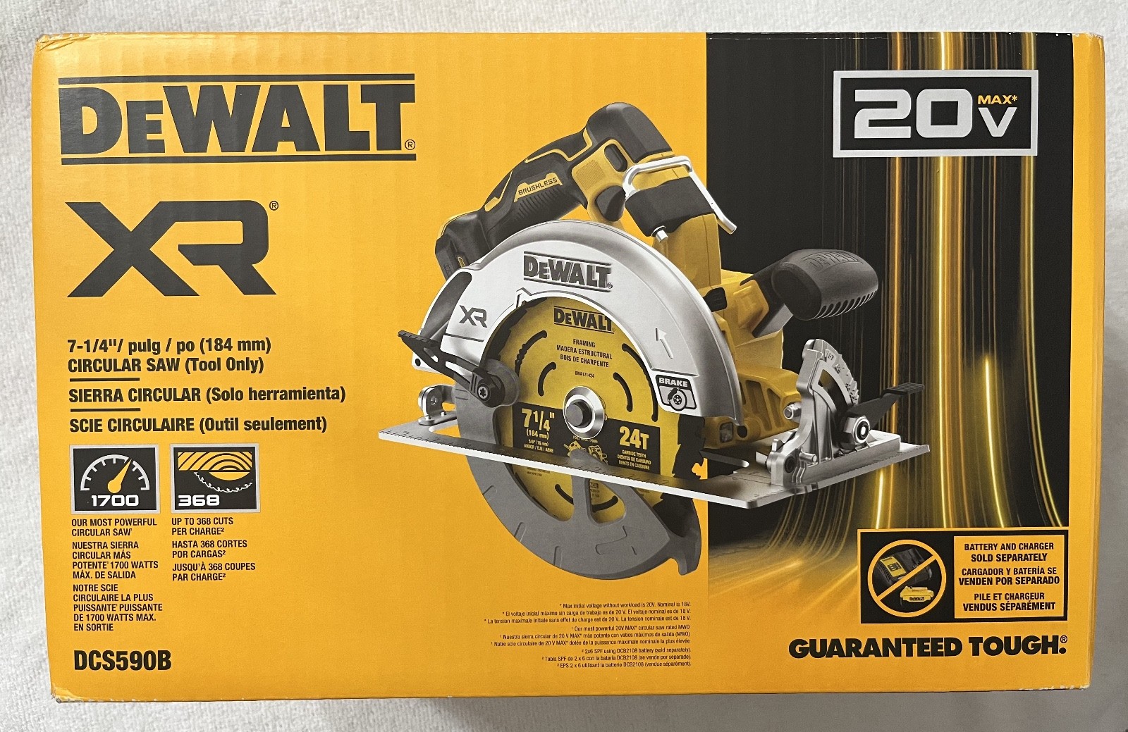 New Dewalt DCS590B 20V 20 Volt Max XR 7-1/4” Brushless Circular Saw W.Blade NIB