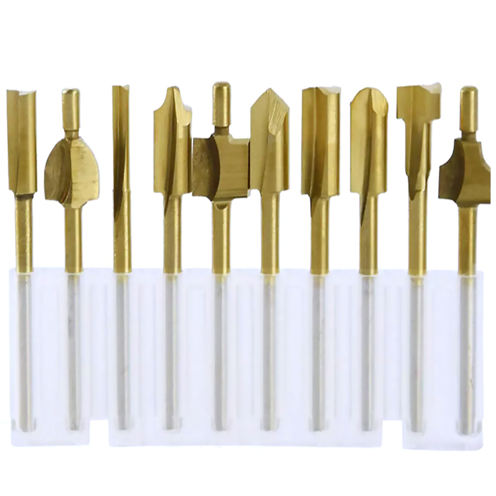 10x 1/8&Prime; 3MM Titanium Mini Hss Router Bits Trimmer Shank For Rotary Tool
