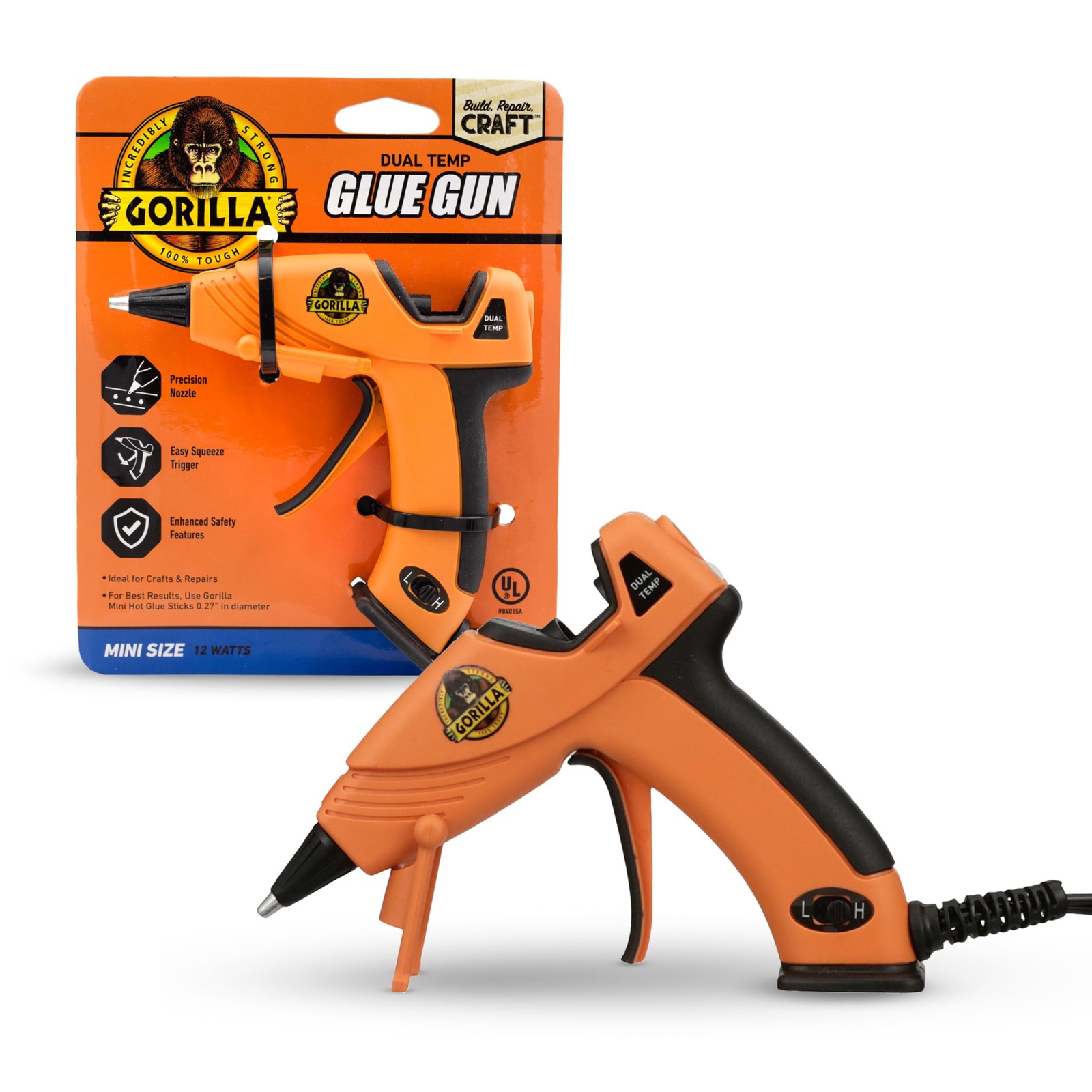 Gorilla Hot Glue Gun (Pack of 1) – Dual Temp Mini Size Gun, 1 Pack