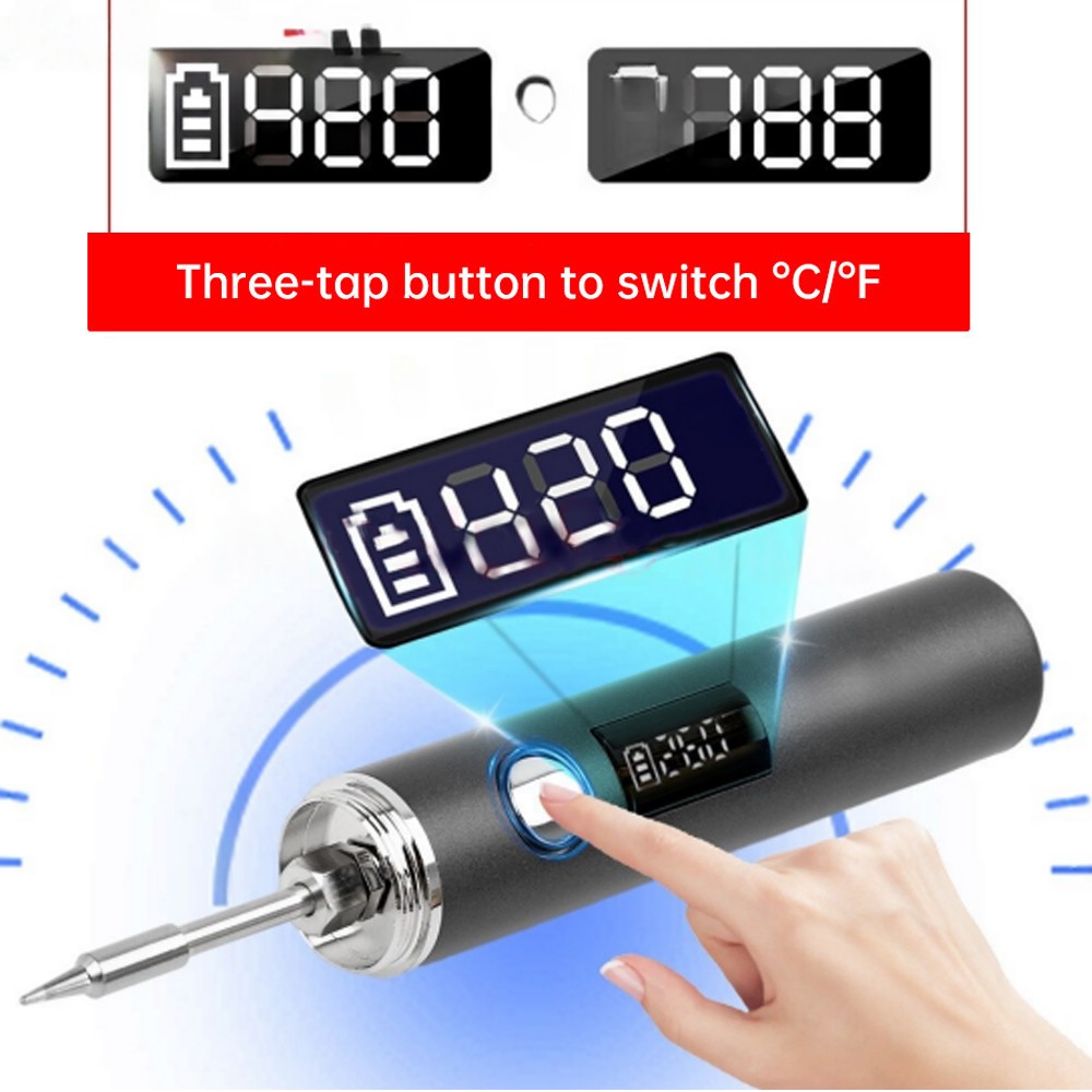 1400mAh Cordless Soldering Iron Kit USB Rechargeable 5 Temperature Adjustable