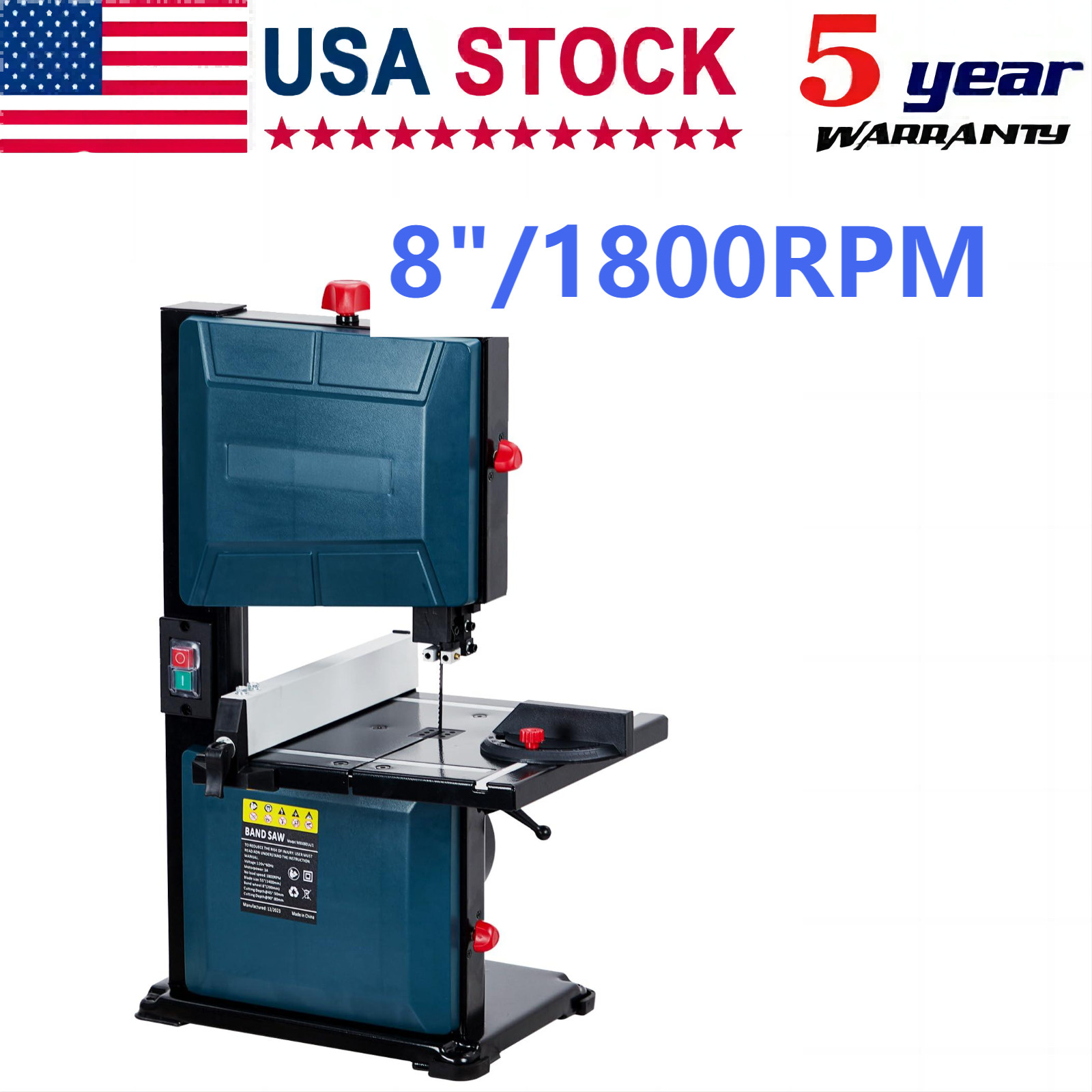 8 inch Benchtop Band Saw 3A & 1800RPM Adjustable Blade with Fence & Miter Gauge