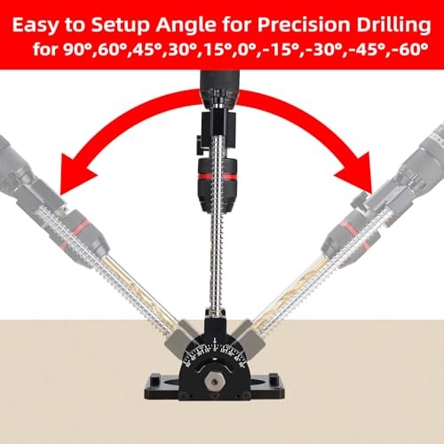 Portable Drill Guide with Positive Angle Stops from -60° to 60°, Adjustable