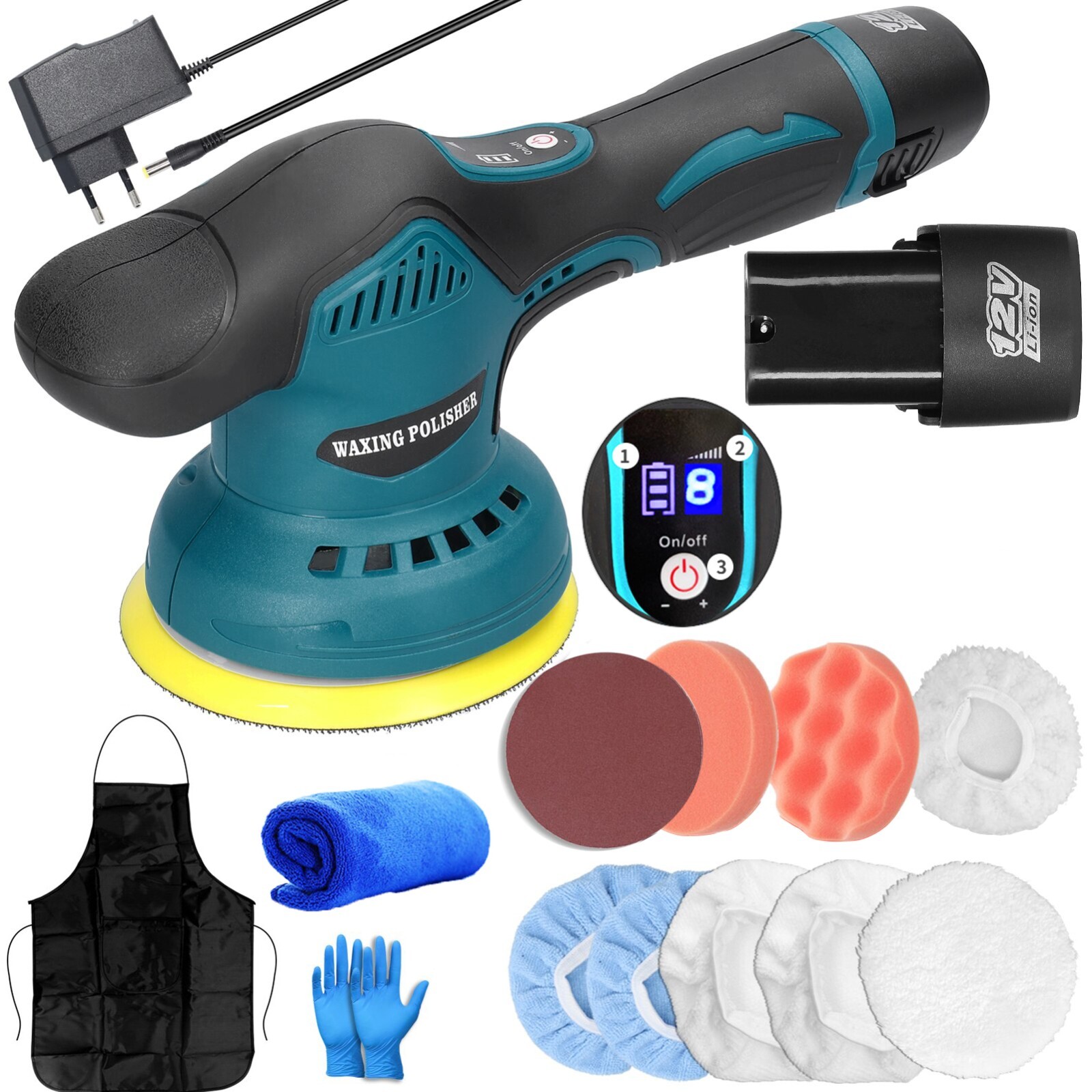 Portable Orbital Sander 12V Cordless Car Polisher Polishing Repair 2XBattery 5&Prime;