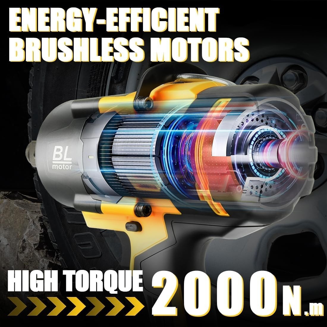 Cordless Impact Wrench 3/4&Prime; Compatible with Dewalt 20V Battery 1475 Ft-lbs (2000