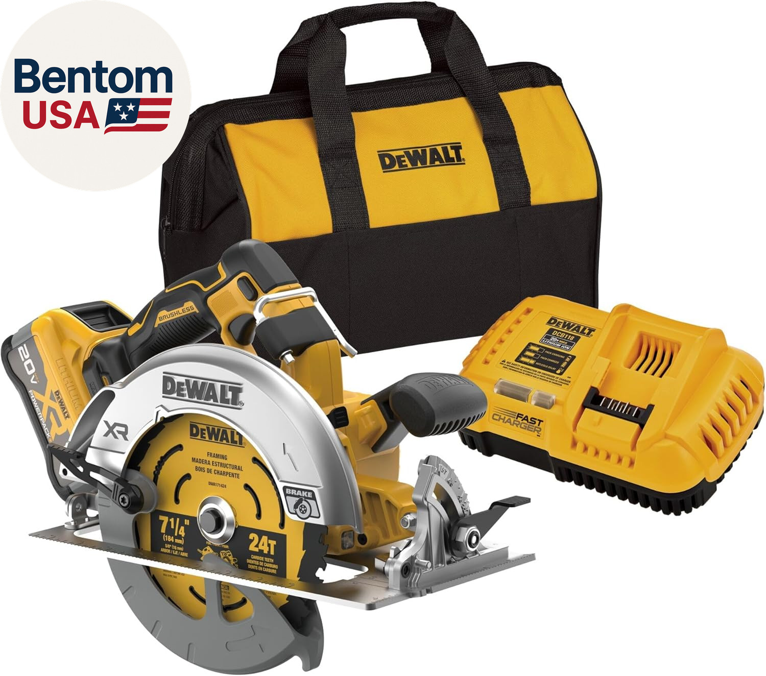 20V MAX XR 7-1/4&Prime; Cordless Circular Saw Kit XR POWERPACK with Battery and Charge