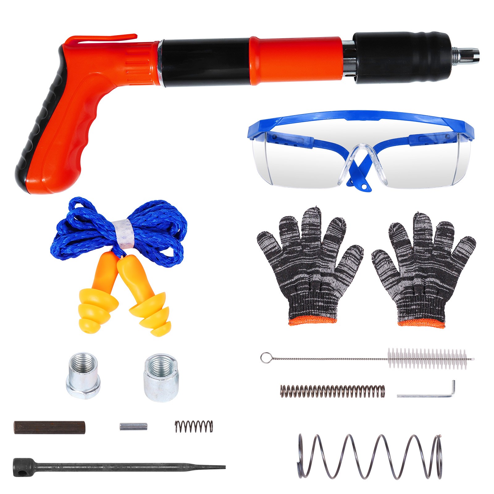 RED Concrete Nail Gun Kit with 50pcs Nails, 5 Speed Adjustable Manual Steel Nail