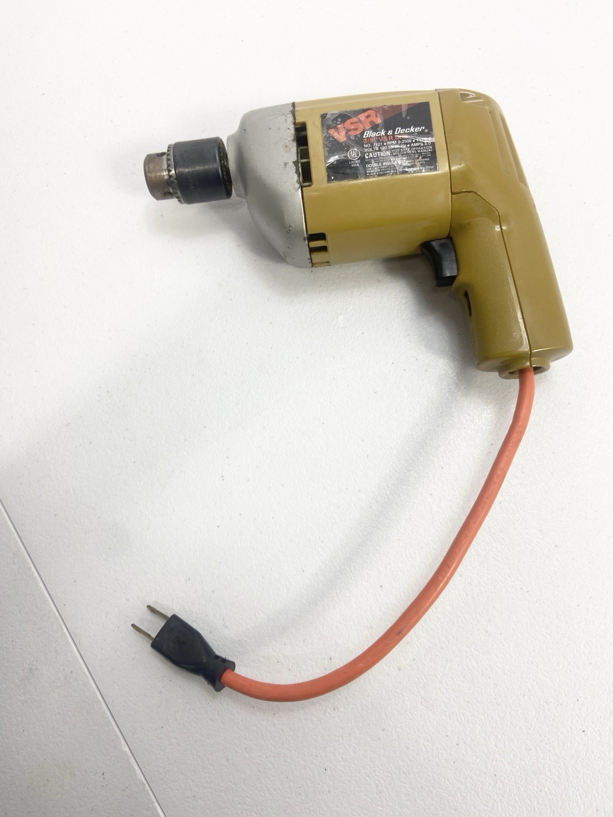 Vintage Black & Decker 7127 3/8in 2500rpm Type 1 Short Cord VSR Drill B42