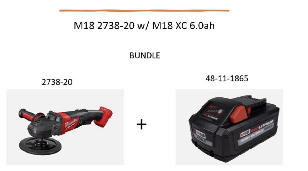 🔥Milwaukee 2738-20 M18 FUEL 7” Cordless 18V Polisher Tool + 48-11-1865 Battery