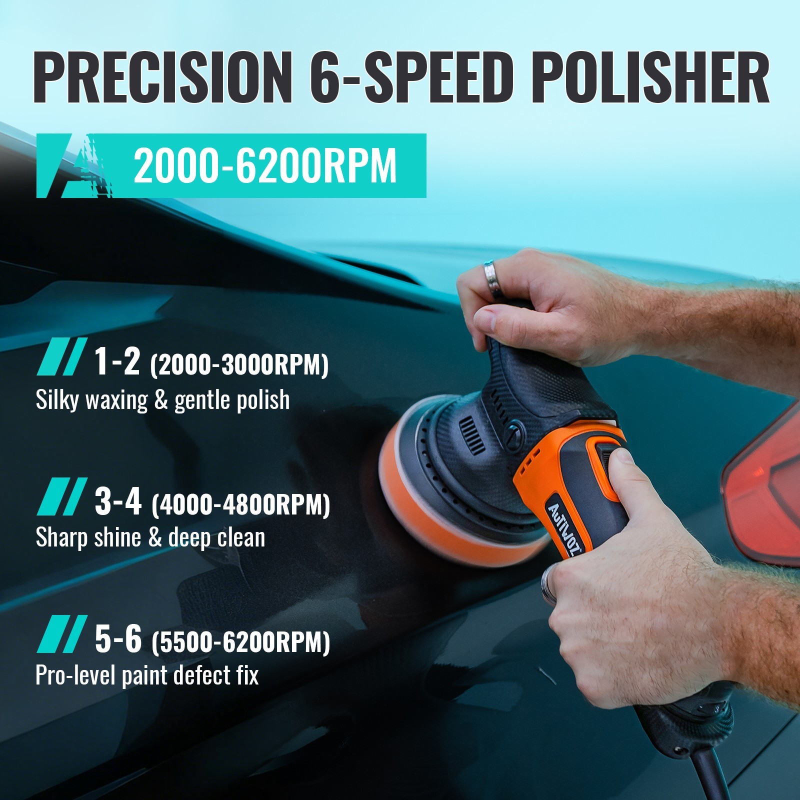 AUTIWOZ W01 Dual Action Car Buffer Polisher 630W 5inch Orbital Polishing Machine