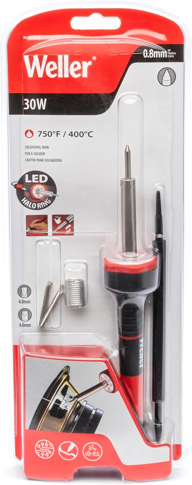 Weller 30W/120V Soldering Iron Kit, LED Halo Ring – WLIRK3012A