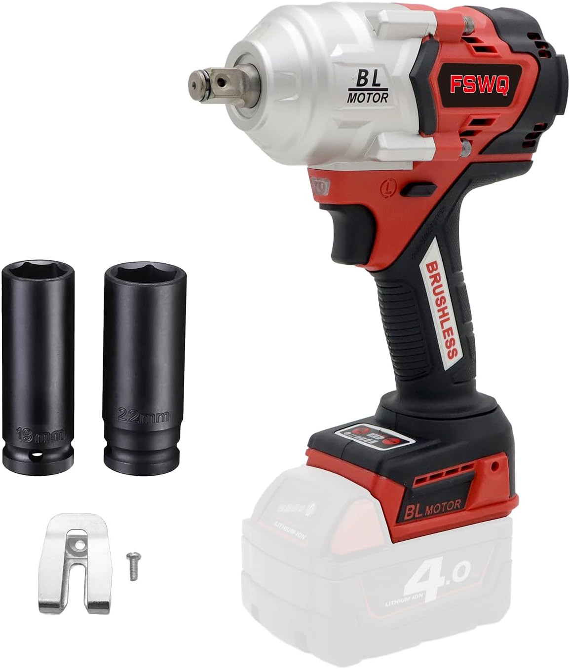 18V Brushless Impact Wrench, Max Torque 737 Ft-Lbs (1000N.M), 1/2 Inch with 4 Mo