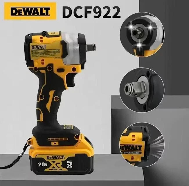 DeWalt DCF922 Brushless Impact Wrench 20V Cordless Driver 610Nm Torque Variable