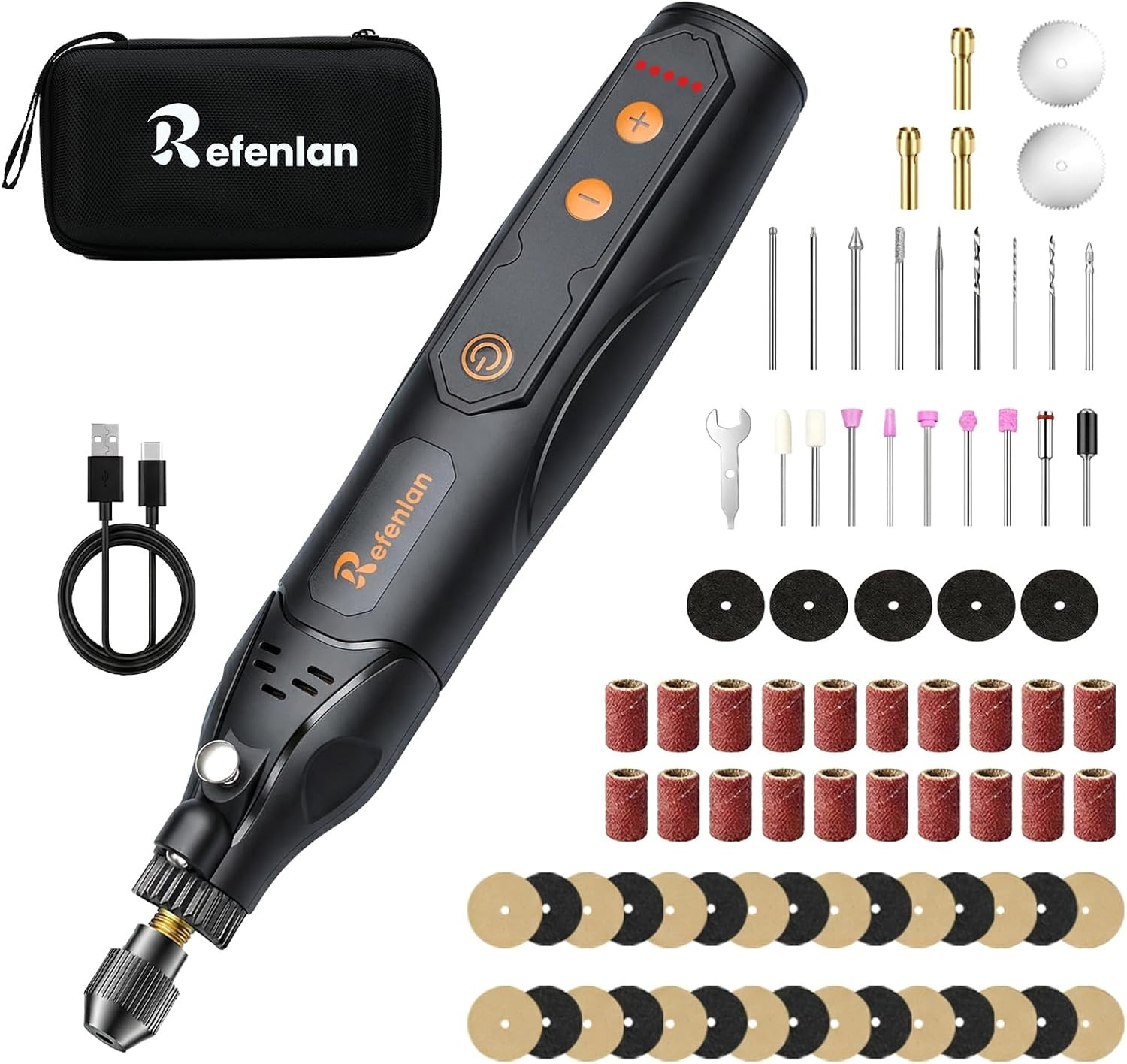 Mini Cordless Rotary Tool, 5 Variable Speed 23000RPM, 2000mAh Battery, Type-C Ch
