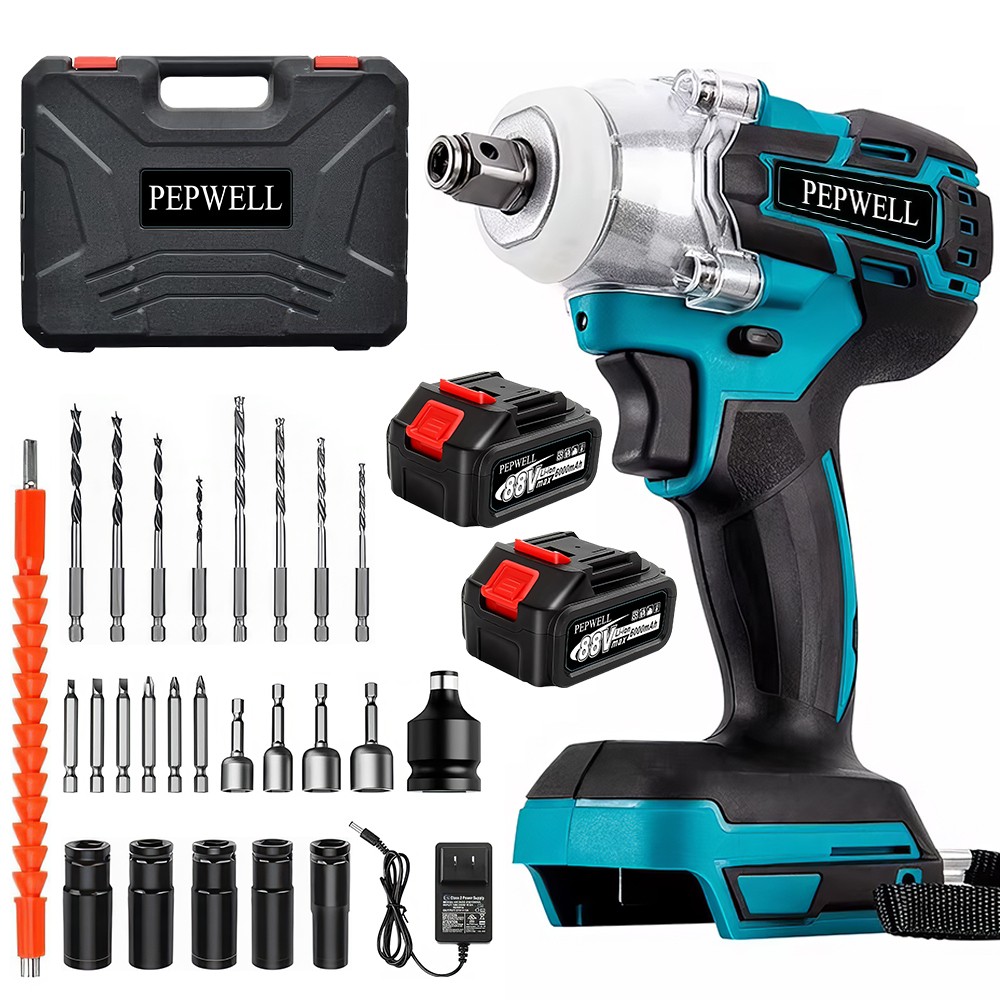 700Nm Cordless Impact Torque Wrench 479ft-lbs 21V Brushless Gun 2X 6.0Ah Battery