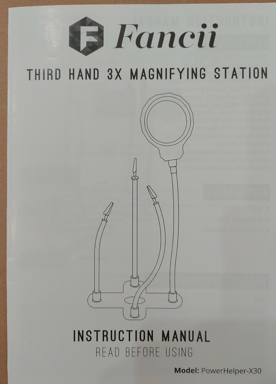Fancii TIRD HAND 3XAGNIFYING STATION USB Powered LED Lights.New