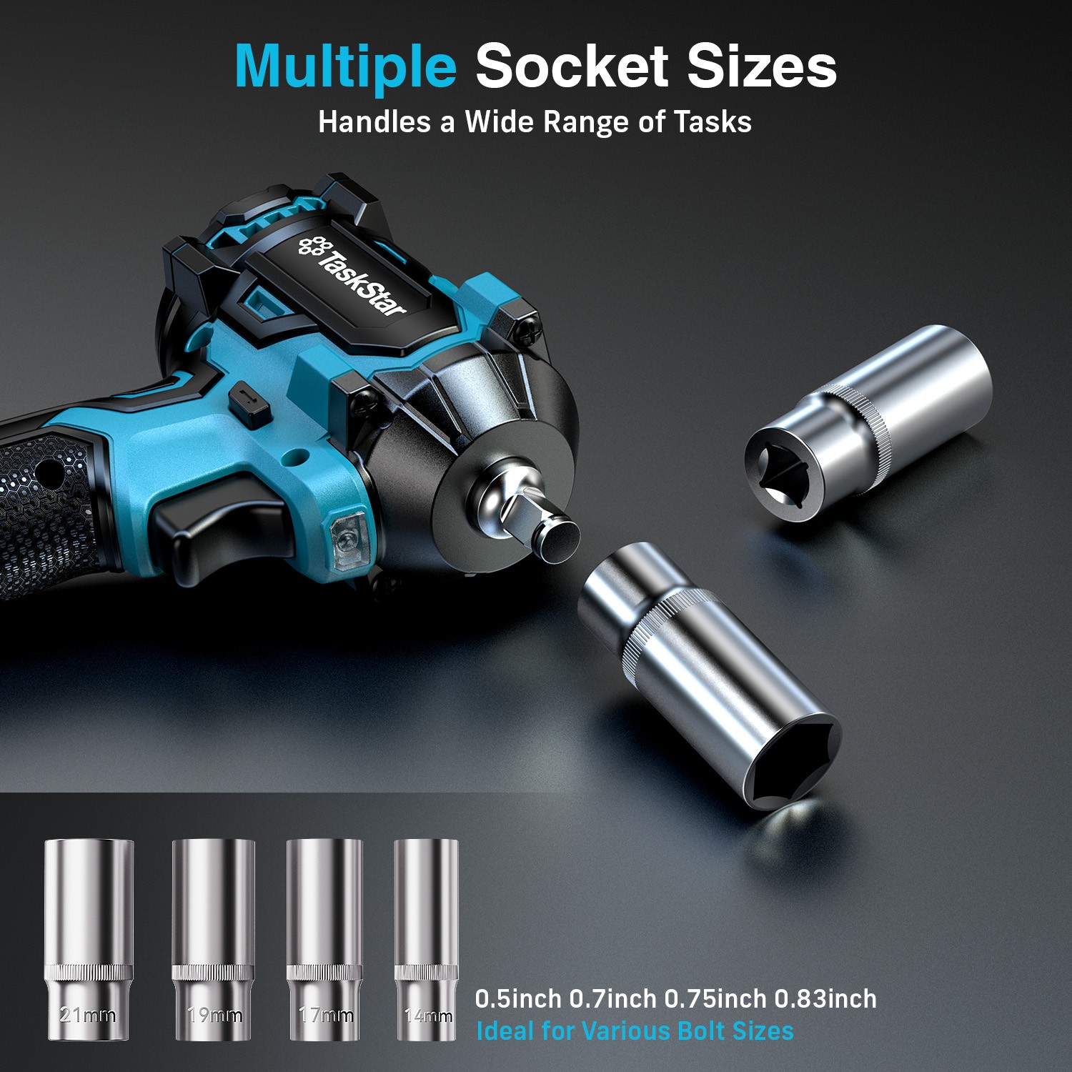 Cordless Impact Wrench 3/8 Inch, 450N.m/ 330Ft-lbs Compact Power Impact Wrench