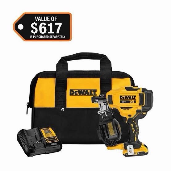20V MAX 15-Degree Electric Cordless Roofing Nailer Kit W/ 2.0Ah Charger and Bag