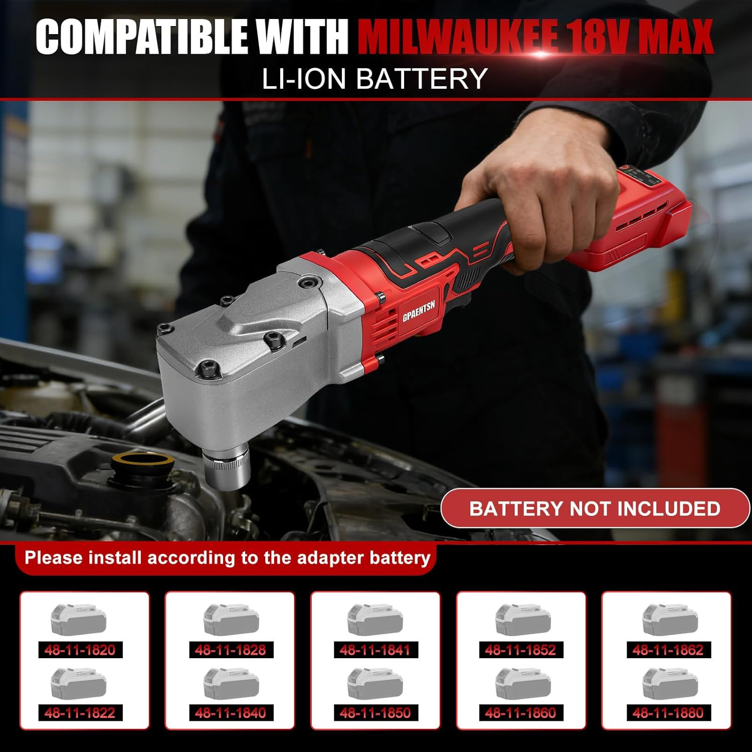 Electric Right Angle Impact Wrench Compatible with Milwaukee M18, 1/2&Prime; 206 Ft-Lb